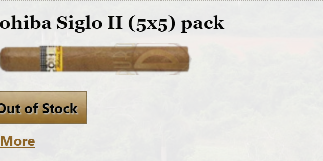 Cohiba out of Stock Cohiba Sigolo II Out of Stock